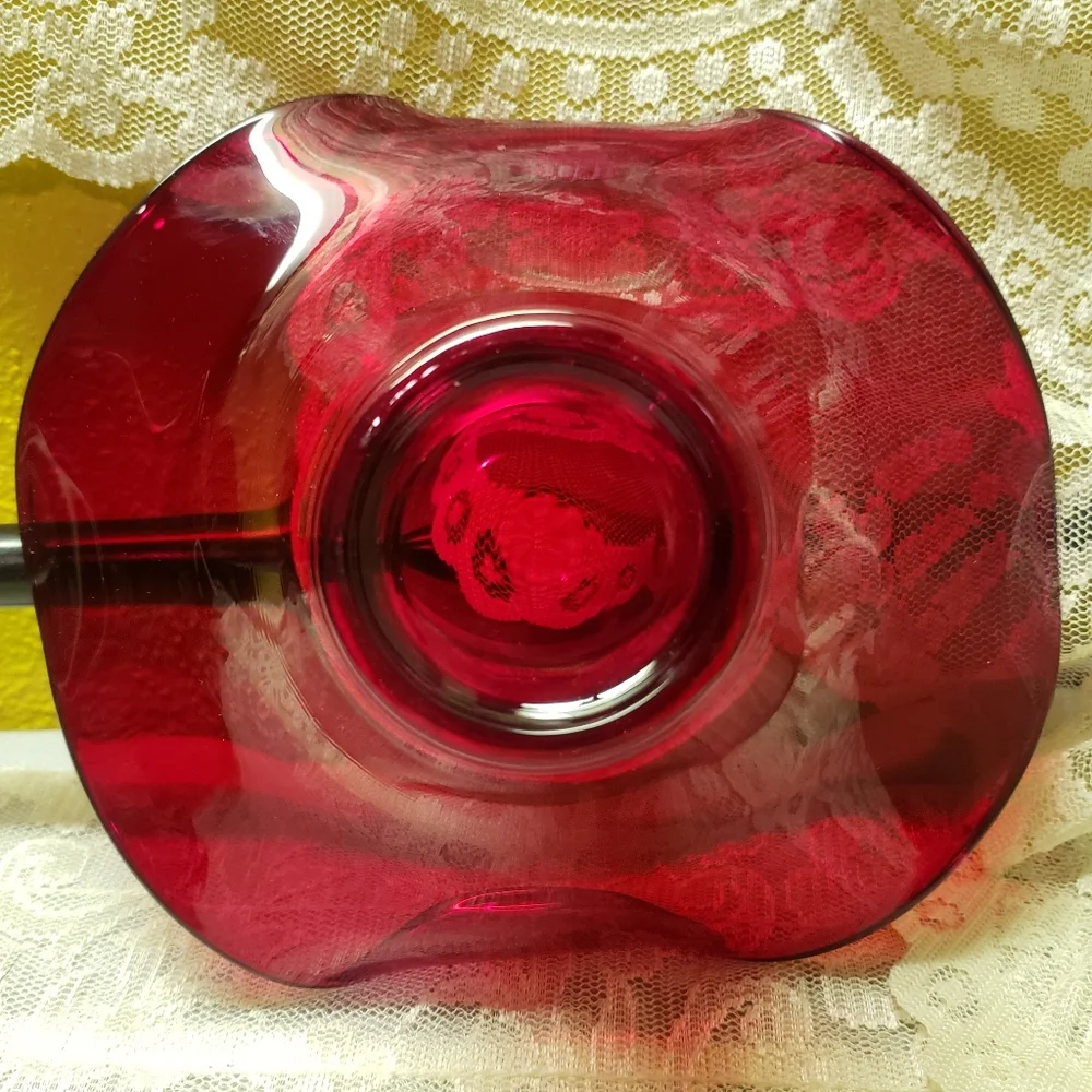Vtg 1970's Mid Century Apple Red Viking Glass Bowl